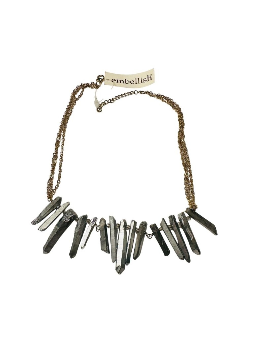 Natural Quartz Crystal Bib Necklace With Gold-Tone Chain by Embellish